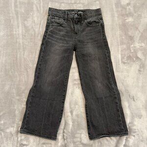 Old Navy Girls Size 8 High Rise Baggy Wide Leg Jeans Dark Grey Faded Black